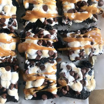 Caramel Macchiato Brownies with Dark Chocolate Espresso